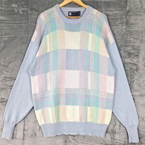Womens Sweater XXL Vintage Y2K Pastel Plaid Grandpa Cozy Cottagecore Soft Girl